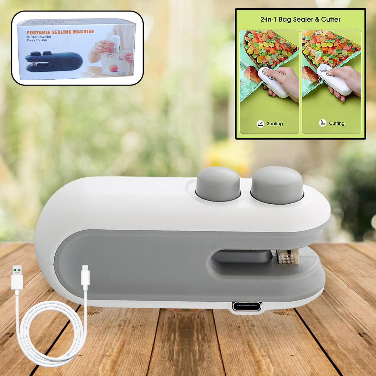 Mini Bag Sealer 2 In 1 Seal Cutter Heat Sealers Type-c Usb Charging Portable Bag Reseller Handle Food Sealer Sealing Machine